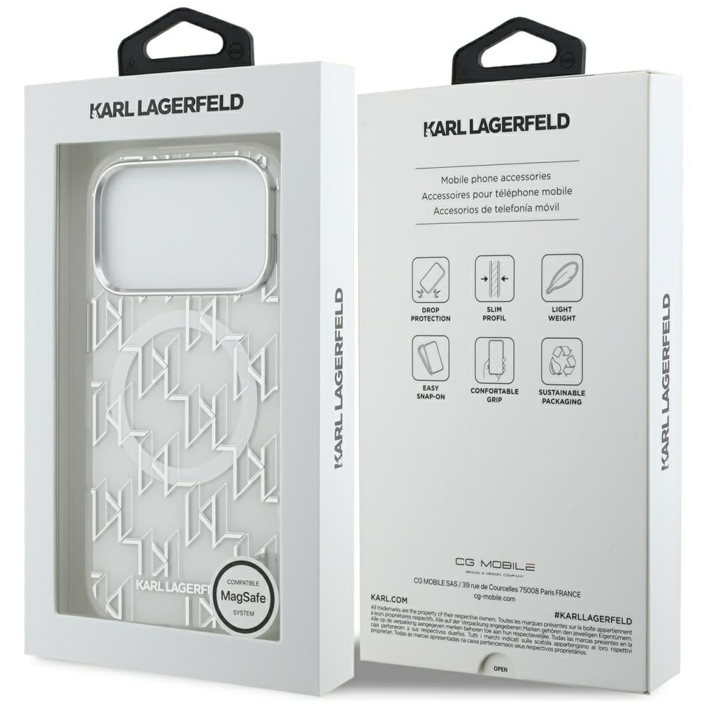 Custodia MagSafe per Apple iPhone 17 Pro, Karl Lagerfeld, IML KL Monogram, Bianca
