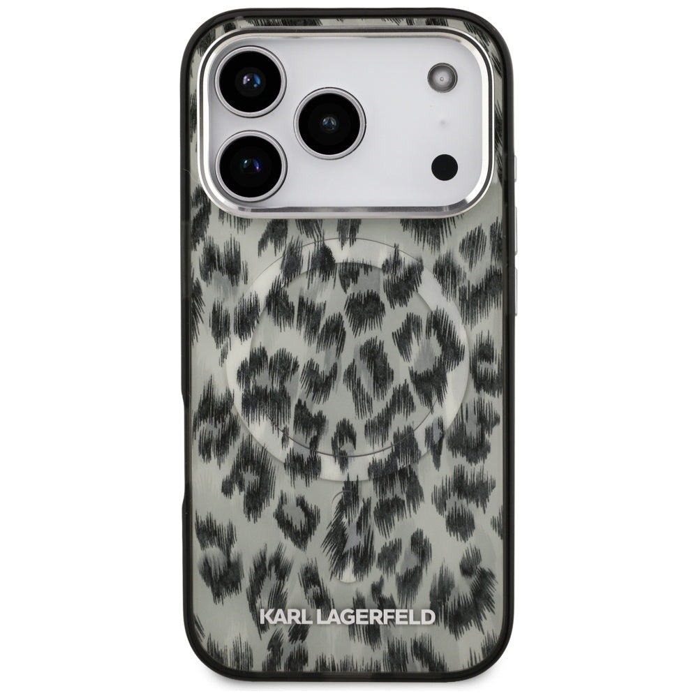Étui MagSafe pour Apple iPhone 17 Pro, Karl Lagerfeld, Motif Léopard IML, Marron