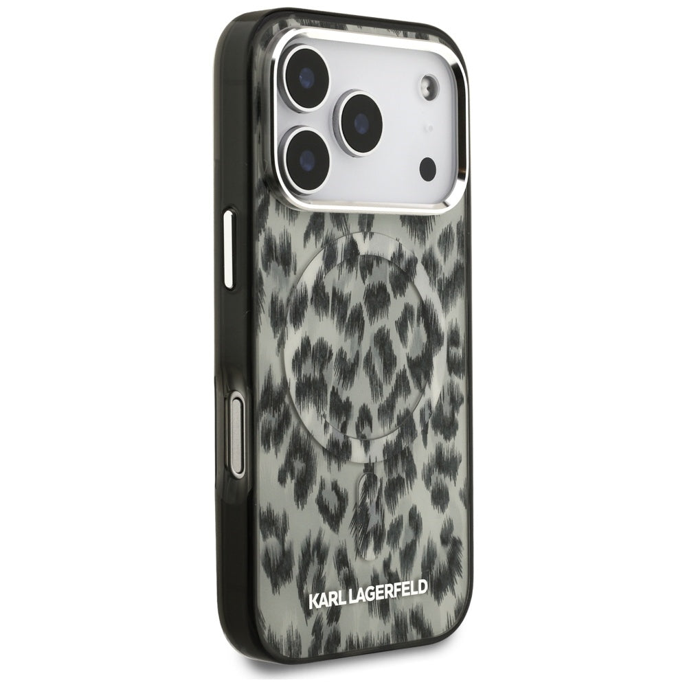 Étui MagSafe pour Apple iPhone 17 Pro, Karl Lagerfeld, Motif Léopard IML, Marron
