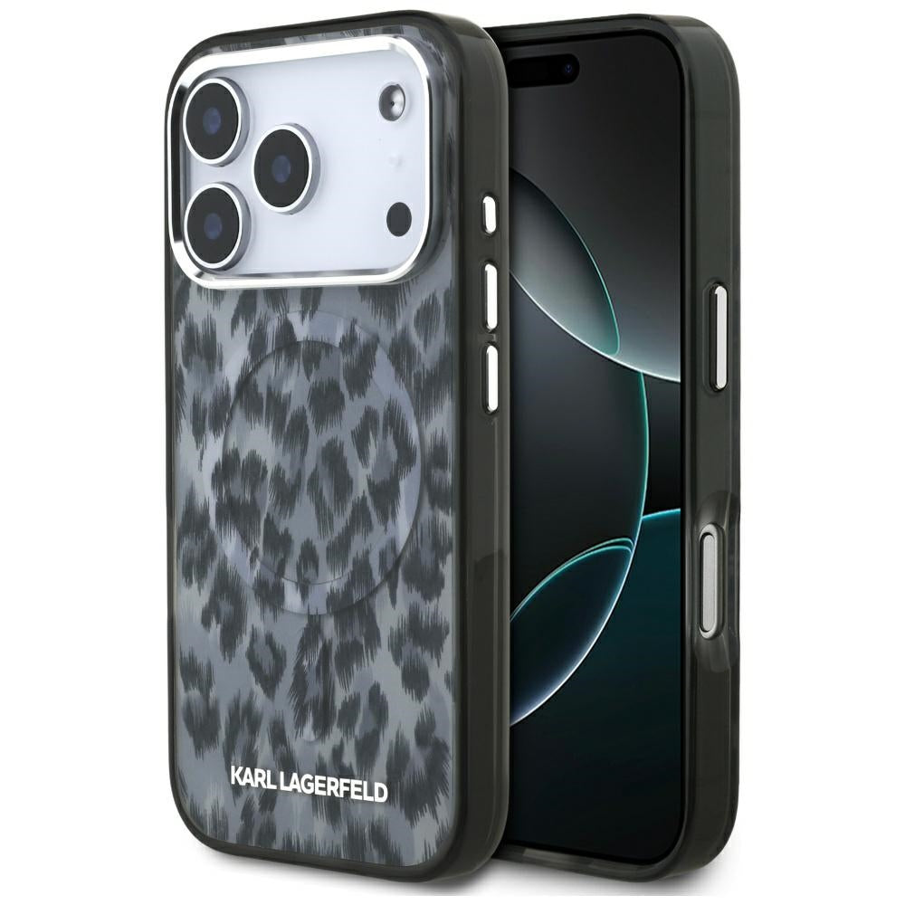 Custodia MagSafe per Apple iPhone 17 Pro, Karl Lagerfeld, IML Leopard Pattern, Nera