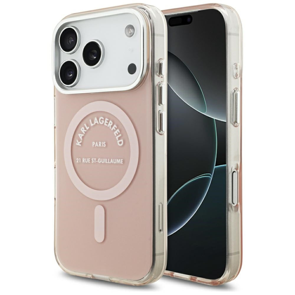 Étui MagSafe pour Apple iPhone 17 Pro, Karl Lagerfeld, IML Logo RSG, Rose