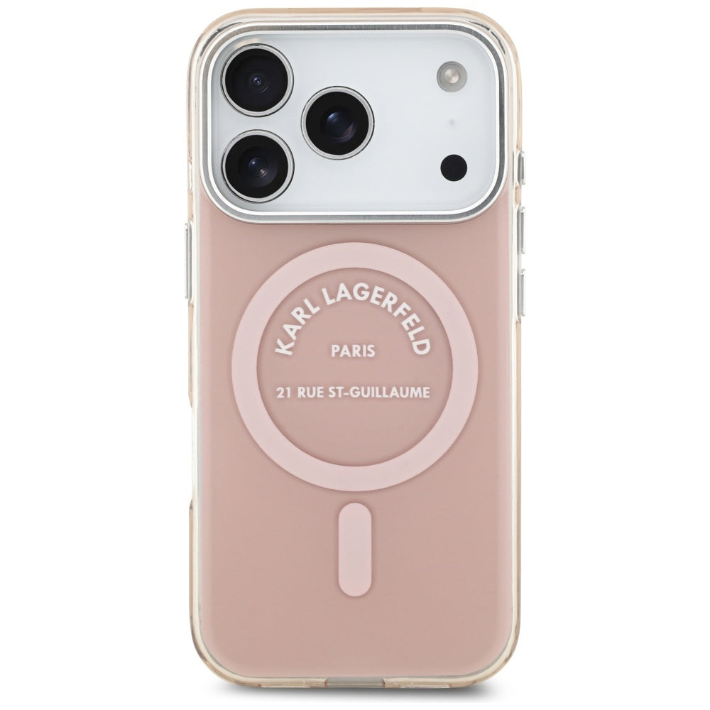 Étui MagSafe pour Apple iPhone 17 Pro, Karl Lagerfeld, IML Logo RSG, Rose