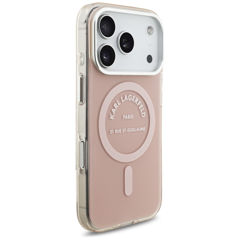 Étui MagSafe pour Apple iPhone 17 Pro, Karl Lagerfeld, IML Logo RSG, Rose