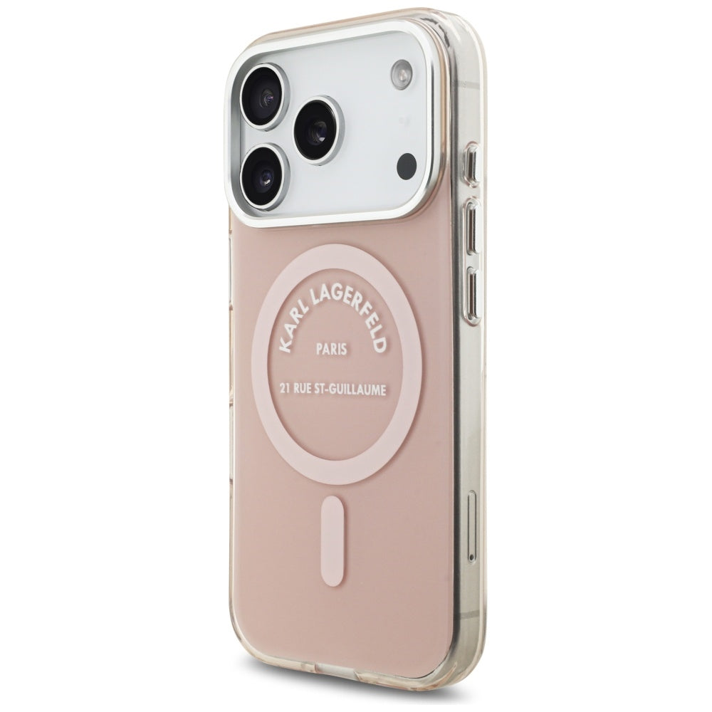 Étui MagSafe pour Apple iPhone 17 Pro, Karl Lagerfeld, IML Logo RSG, Rose