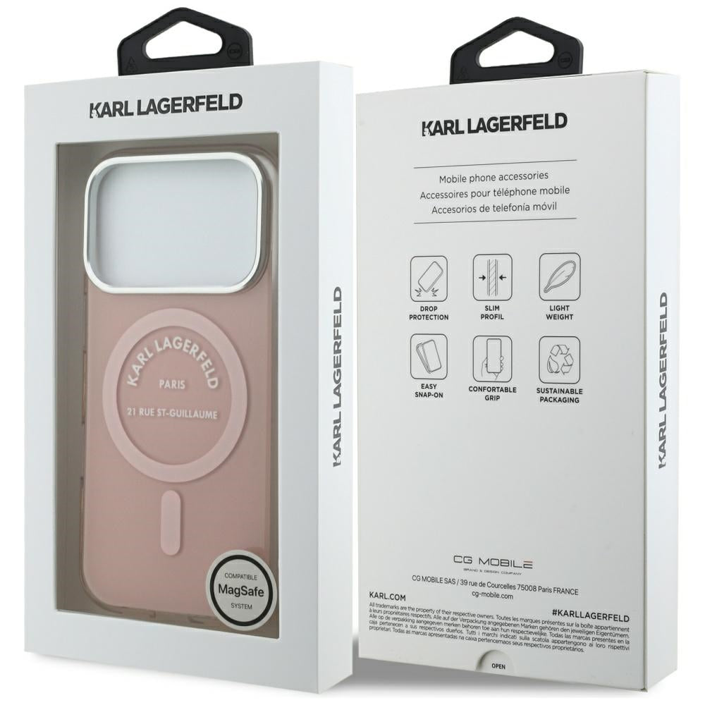 Étui MagSafe pour Apple iPhone 17 Pro, Karl Lagerfeld, IML Logo RSG, Rose