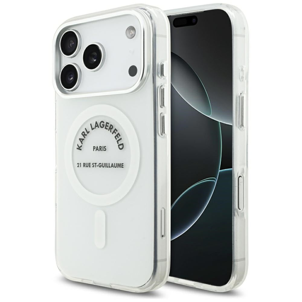 Coque MagSafe pour Apple iPhone 17 Pro, Karl Lagerfeld, IML Logo RSG, Transparente