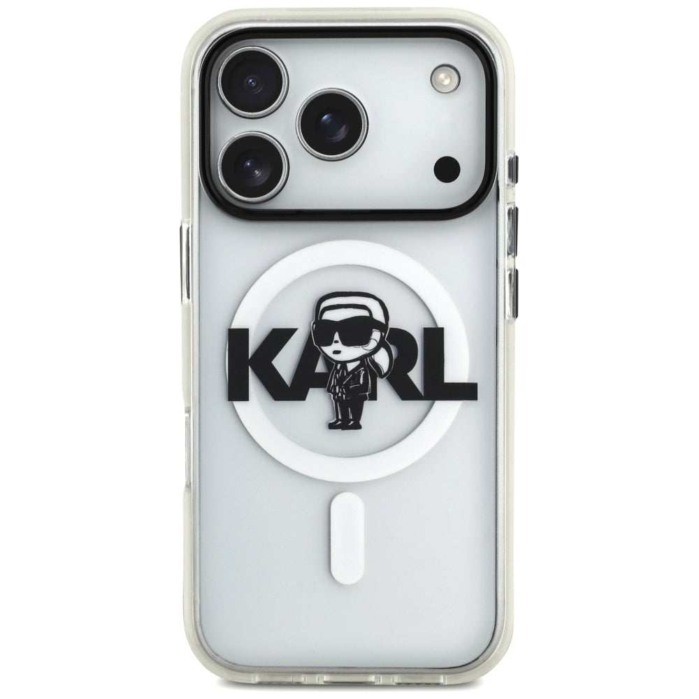 MagSafe Hülle für Apple iPhone 17 Pro, Karl Lagerfeld, IML Sketch Logo Karl, Transparent