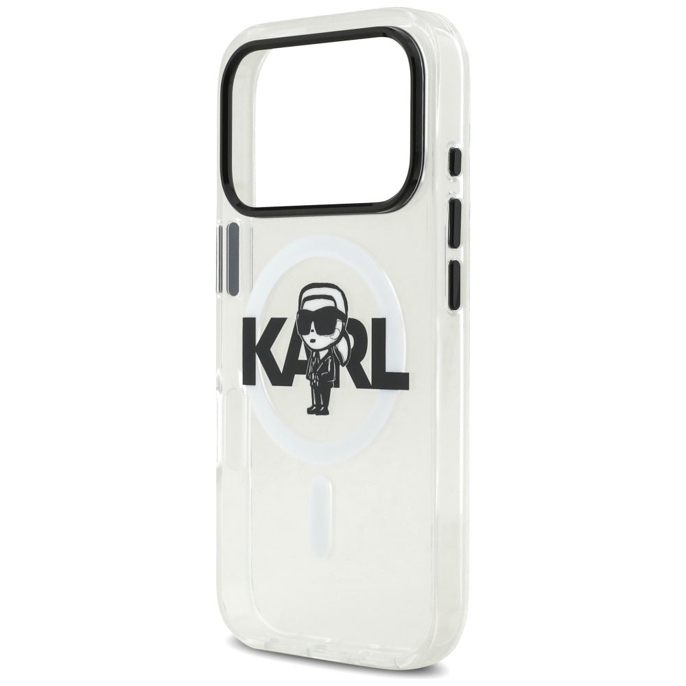 MagSafe Hülle für Apple iPhone 17 Pro, Karl Lagerfeld, IML Sketch Logo Karl, Transparent