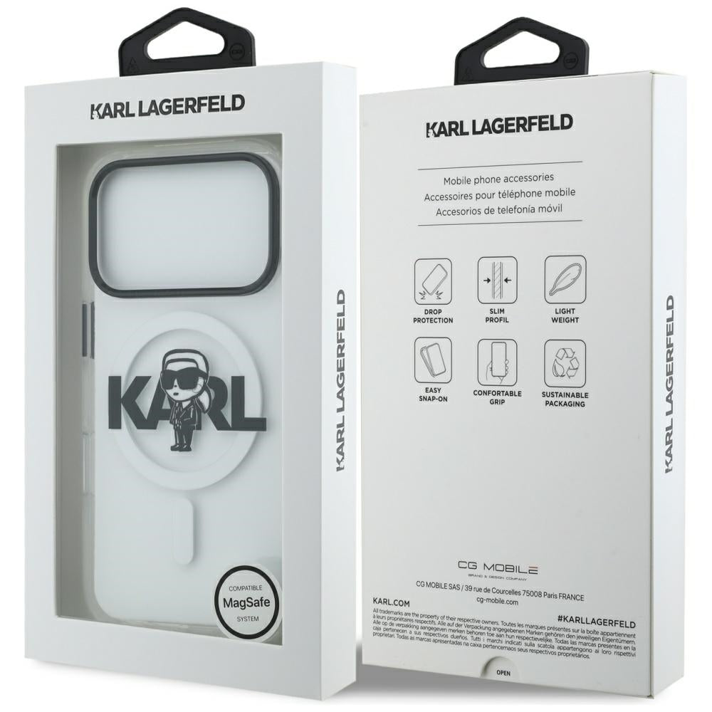 MagSafe Hülle für Apple iPhone 17 Pro, Karl Lagerfeld, IML Sketch Logo Karl, Transparent