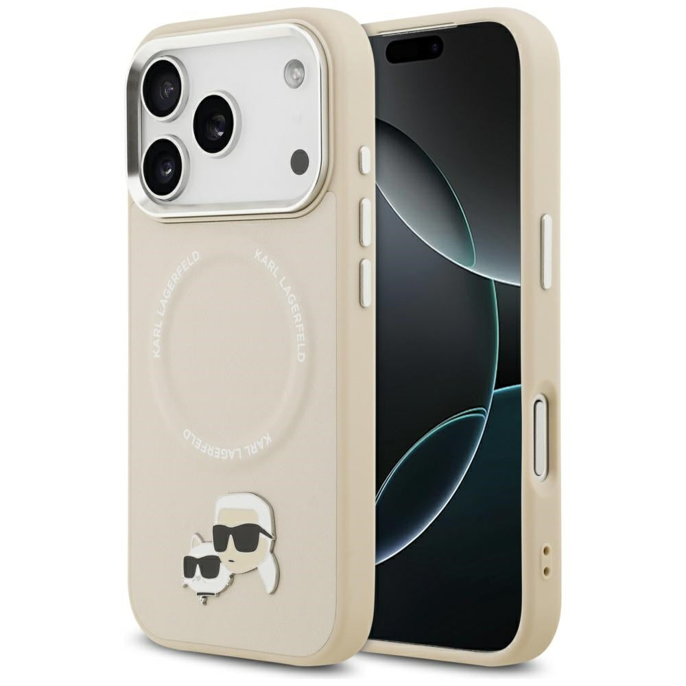 Custodia MagSafe per Apple iPhone 17 Pro, Karl Lagerfeld, Karl & Choupette Pins, Beige