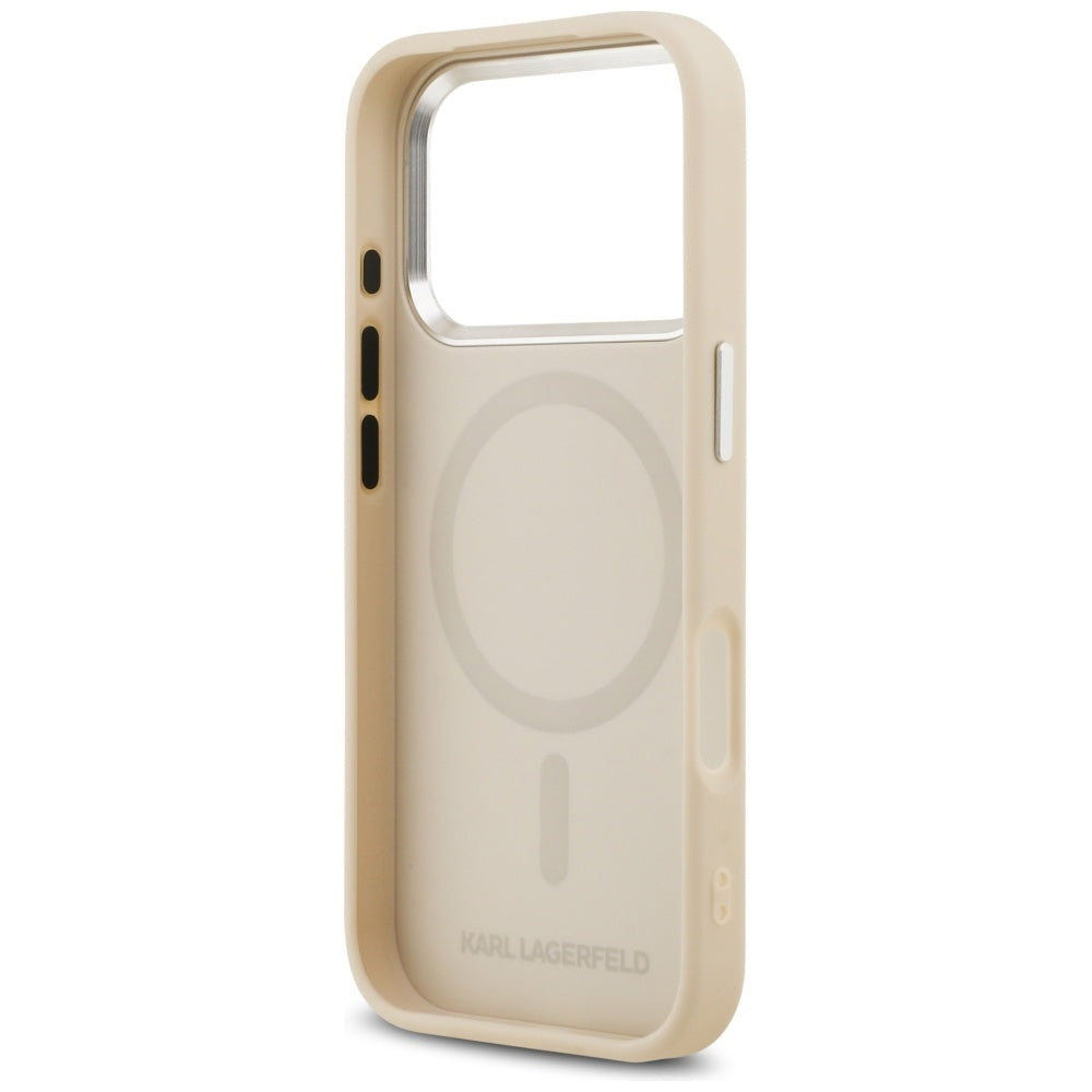 Custodia MagSafe per Apple iPhone 17 Pro, Karl Lagerfeld, Karl & Choupette Pins, Beige