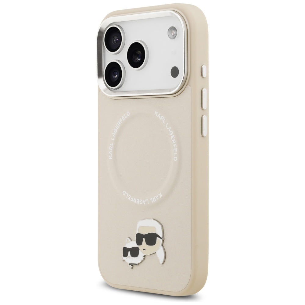 Custodia MagSafe per Apple iPhone 17 Pro, Karl Lagerfeld, Karl & Choupette Pins, Beige