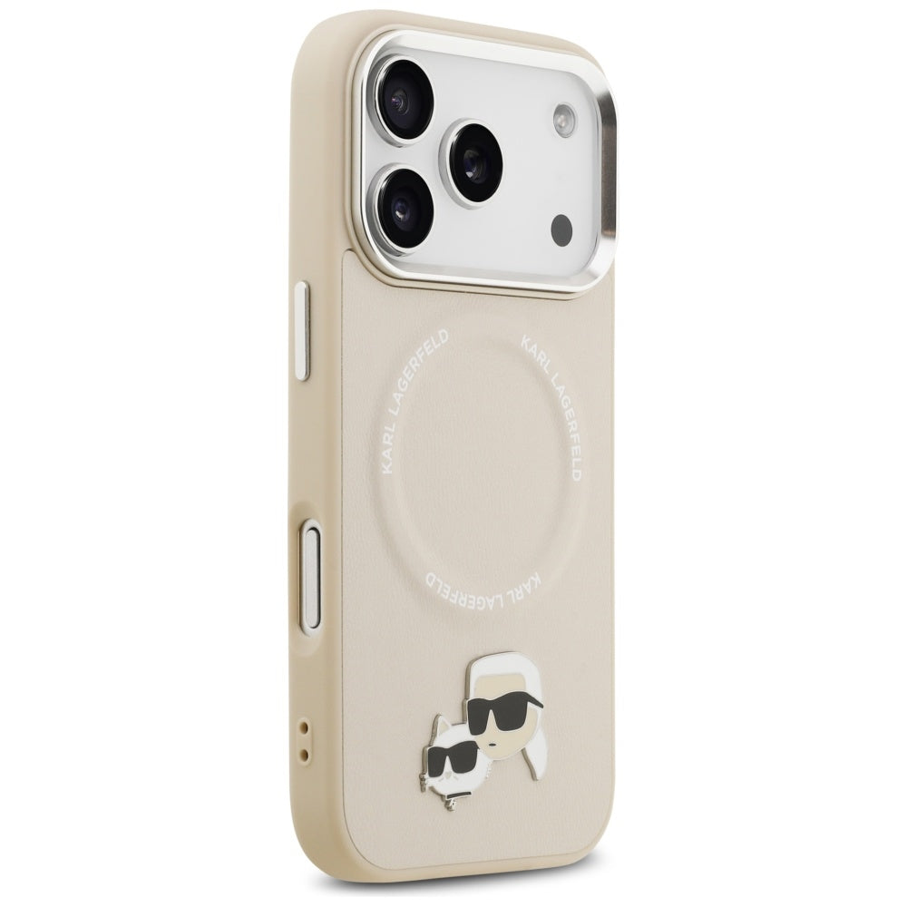 Custodia MagSafe per Apple iPhone 17 Pro, Karl Lagerfeld, Karl & Choupette Pins, Beige