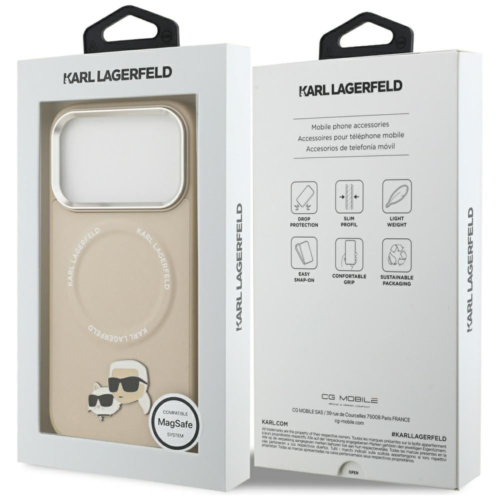Custodia MagSafe per Apple iPhone 17 Pro, Karl Lagerfeld, Karl & Choupette Pins, Beige