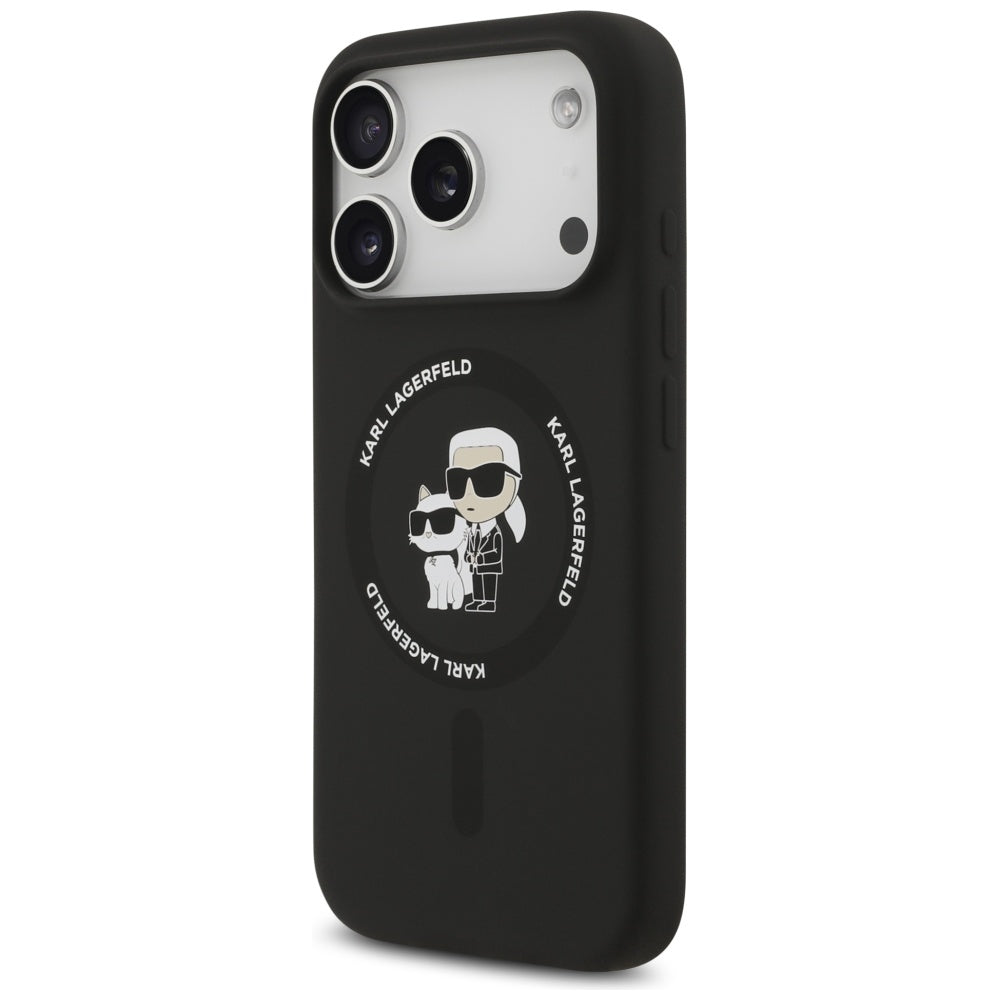 Étui MagSafe pour Apple iPhone 17 Pro, Karl Lagerfeld, Ring Karl & Choupette, Noir