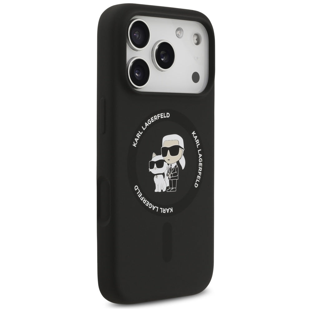 Étui MagSafe pour Apple iPhone 17 Pro, Karl Lagerfeld, Ring Karl & Choupette, Noir
