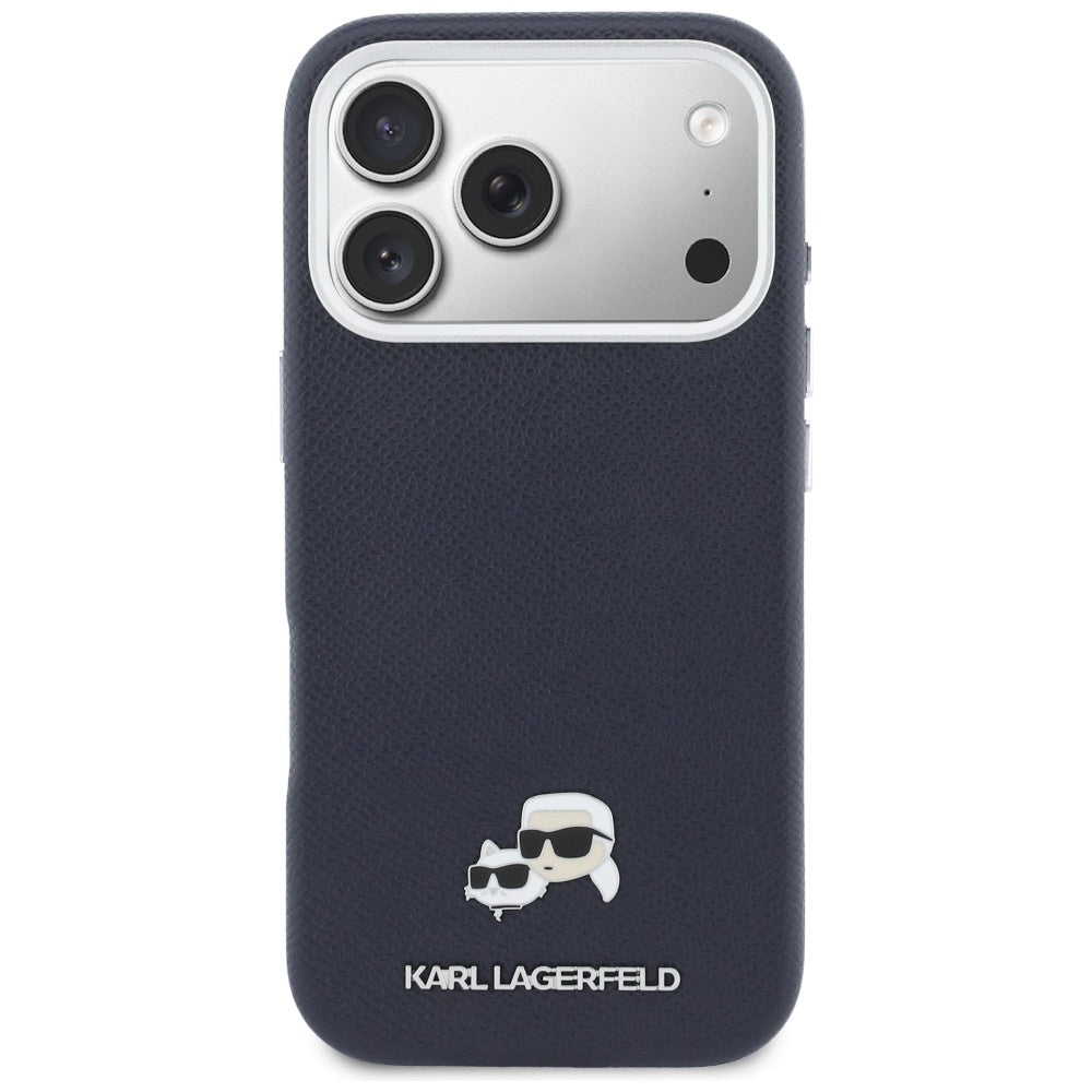 MagSafe Hülle für Apple iPhone 17 Pro, Karl Lagerfeld, Saffiano Karl & Choupette Pins, Blau
