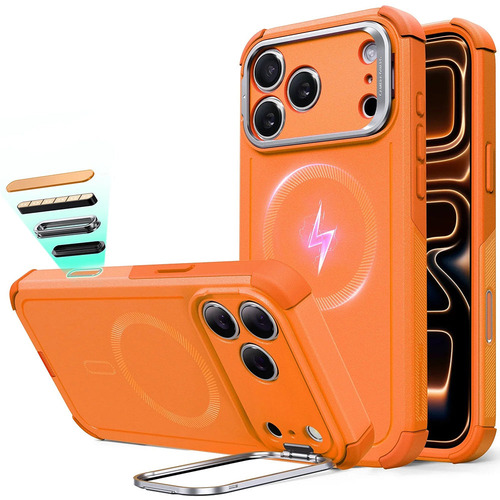 Étui MagSafe pour Apple iPhone 17 Pro Max, ESR, Cyber Armor Kickstand, Orange