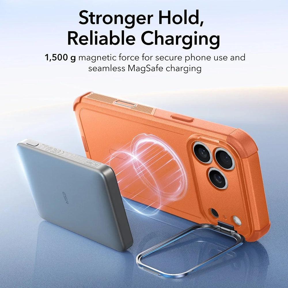 Étui MagSafe pour Apple iPhone 17 Pro Max, ESR, Cyber Armor Kickstand, Orange