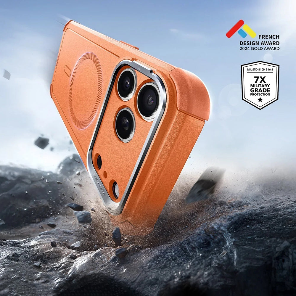Étui MagSafe pour Apple iPhone 17 Pro Max, ESR, Cyber Armor Kickstand, Orange
