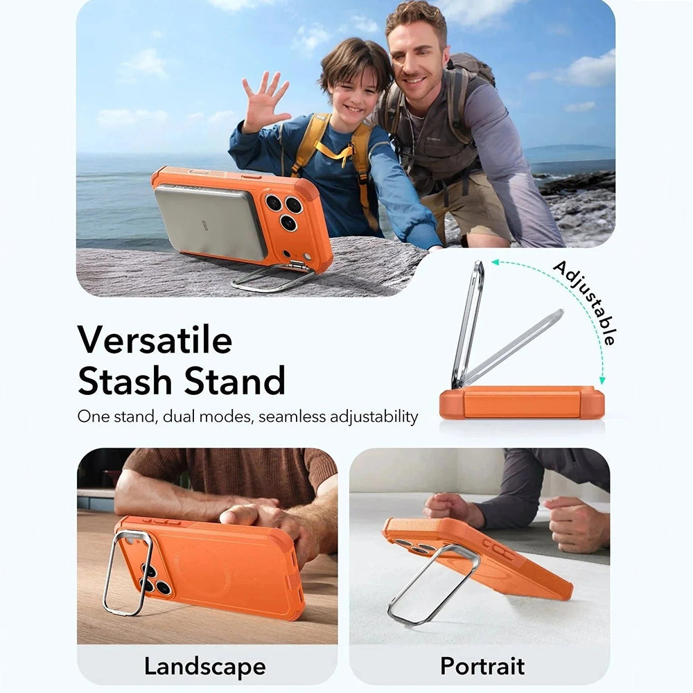 Étui MagSafe pour Apple iPhone 17 Pro Max, ESR, Cyber Armor Kickstand, Orange
