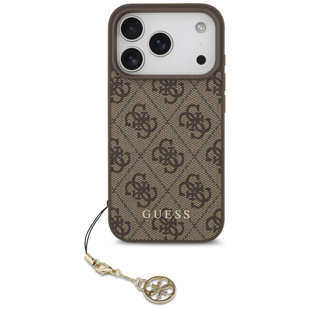 Étui MagSafe pour Apple iPhone 17 Pro Max, Guess, 4G Charm Cradle, Marron