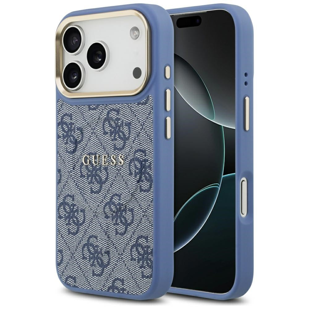 Custodia MagSafe per Apple iPhone 17 Pro Max, Guess, 4G Classic, Blu