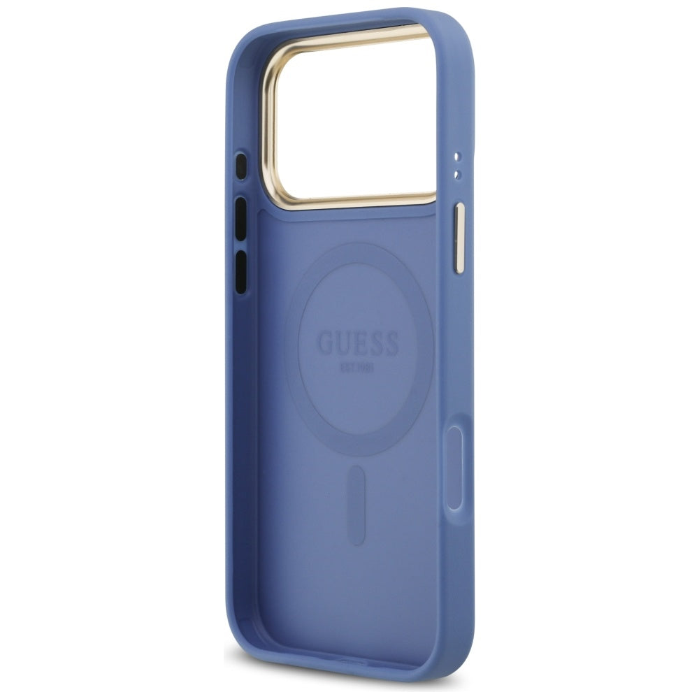 Custodia MagSafe per Apple iPhone 17 Pro Max, Guess, 4G Classic, Blu