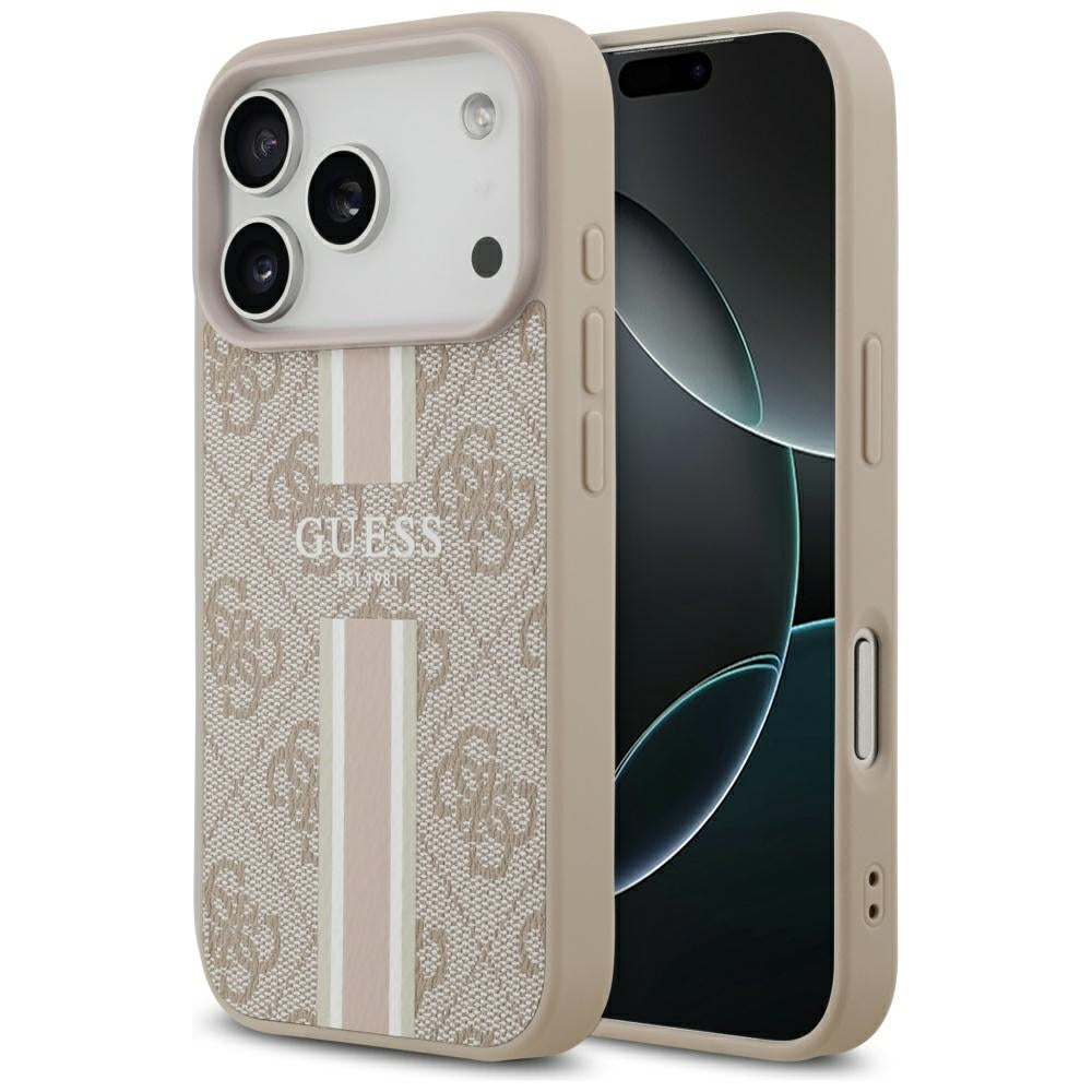 Custodia MagSafe per Apple iPhone 17 Pro Max, Guess, 4G Printed Stripes, Rosa