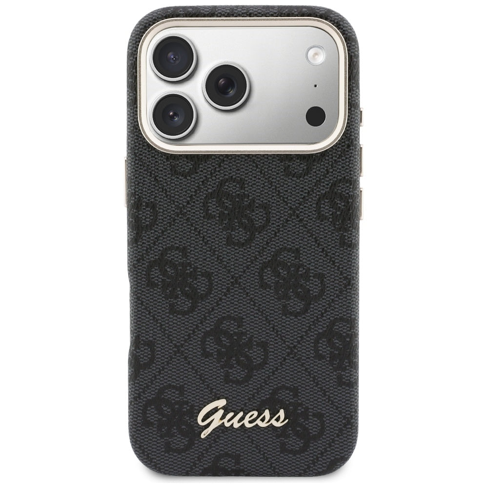 Custodia MagSafe per Apple iPhone 17 Pro Max, Guess, 4G Script Logo, Nera