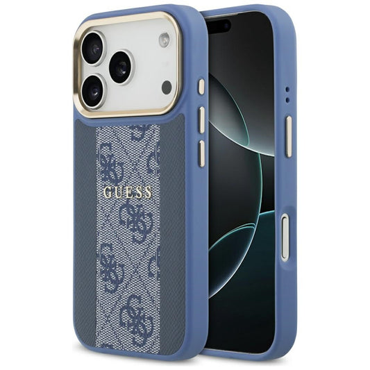 Coque MagSafe pour Apple iPhone 17 Pro Max, Guess, 4G Stripe, Bleue