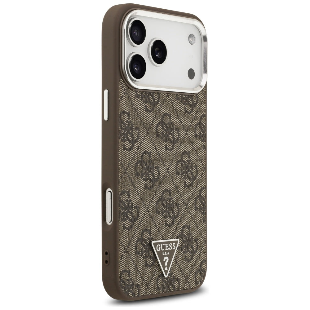 Custodia MagSafe per Apple iPhone 17 Pro Max, Guess, logo triangolo 4G, Marrone