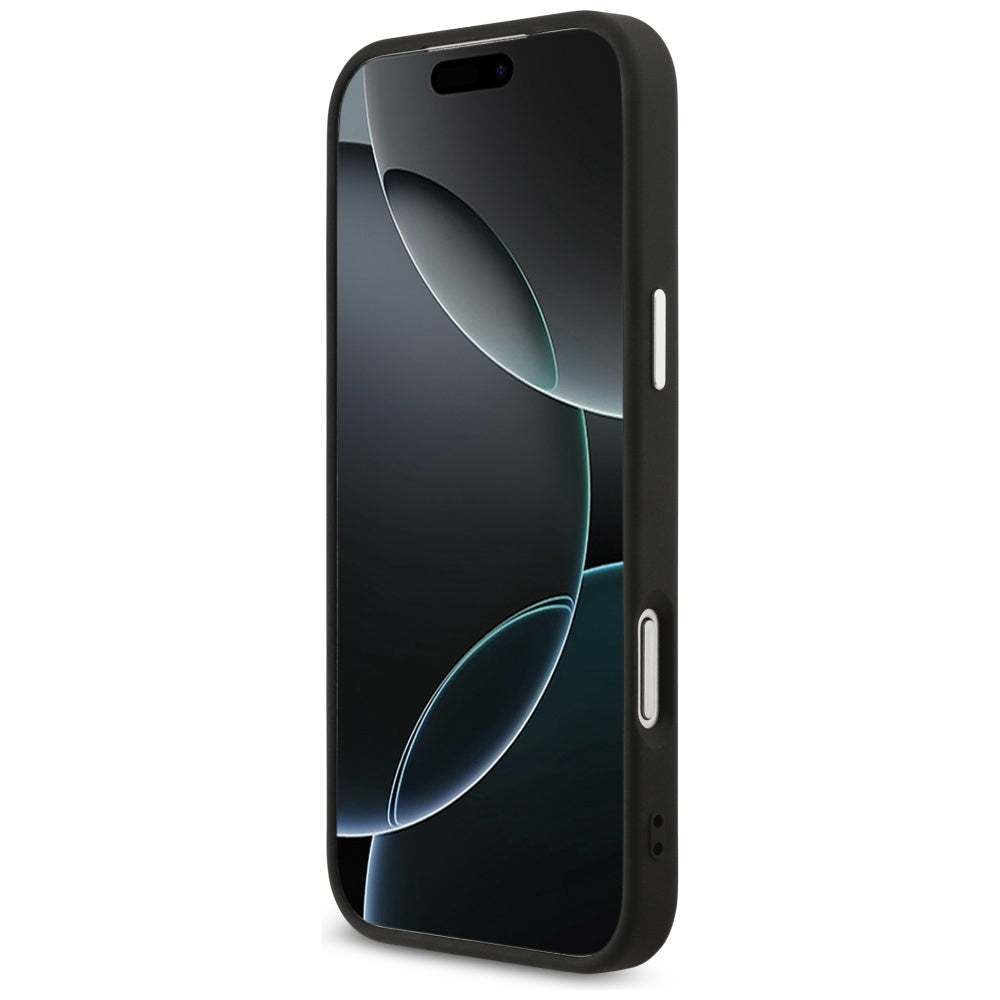 MagSafe Hülle für Apple iPhone 17 Pro Max, Guess, 4G Triangle Logo, Schwarz Silbern