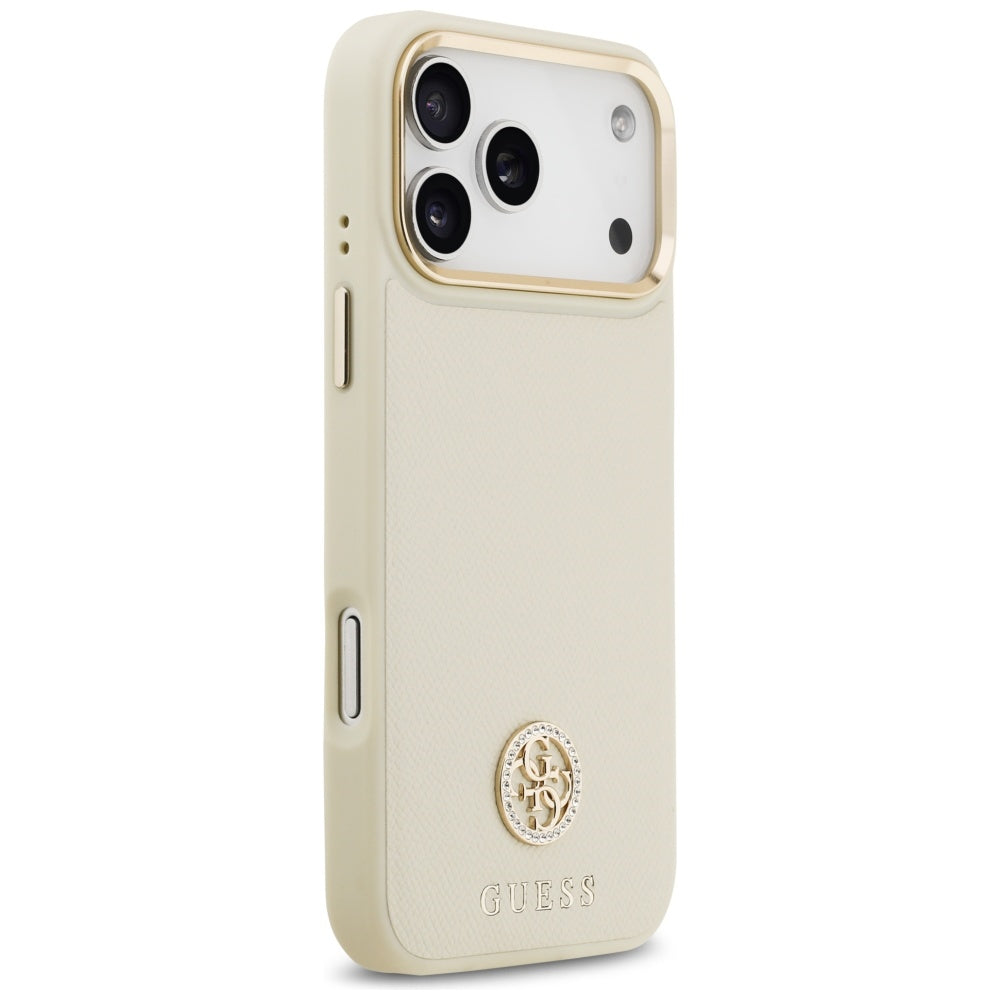 MagSafe Case for Apple iPhone 17 Pro Max, Guess, Grained Strass Logo, Beige