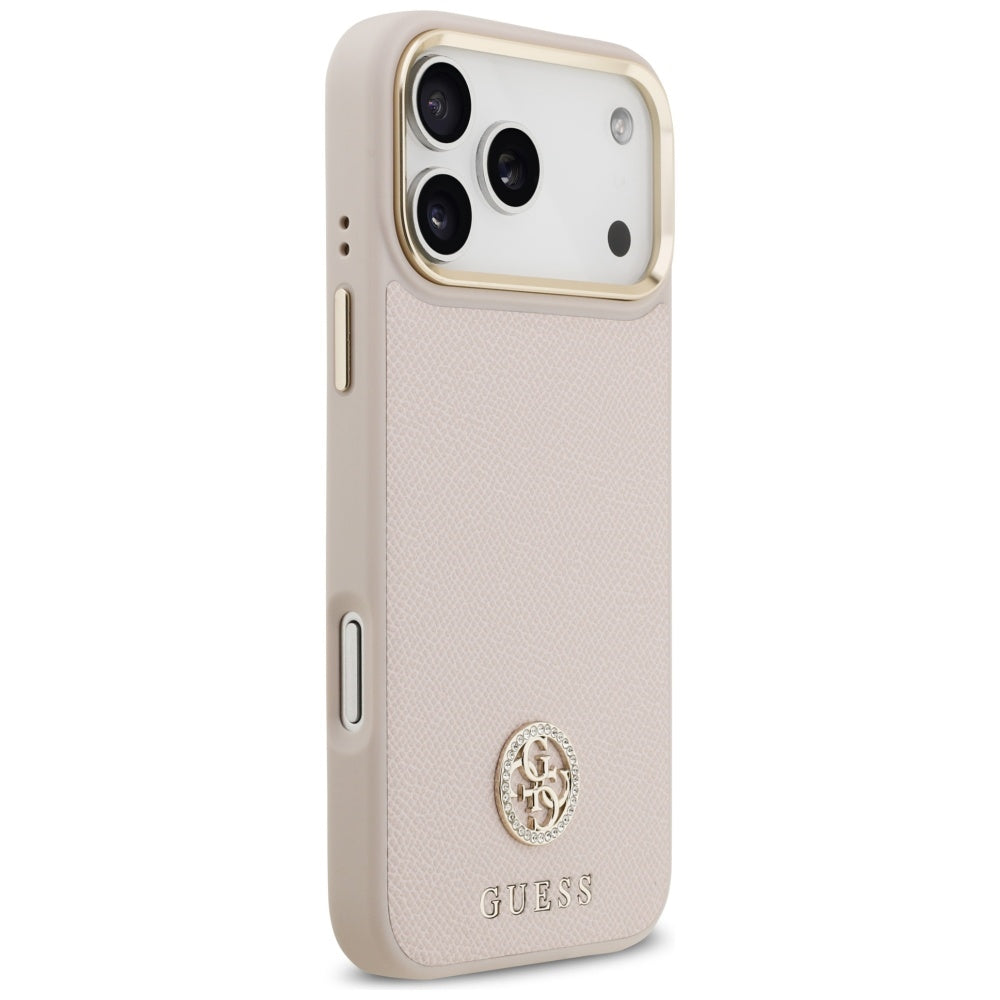 Custodia MagSafe per Apple iPhone 17 Pro Max, Guess, Grained Strass Logo, Rosa