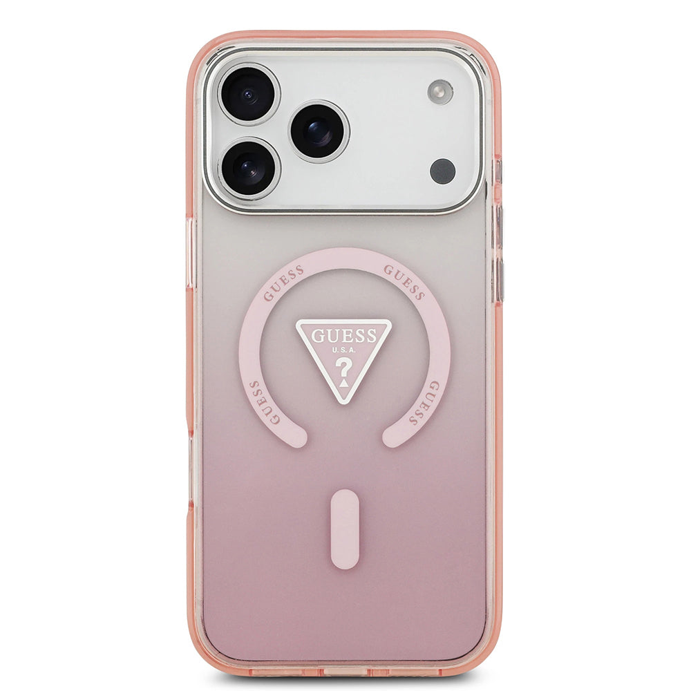 MagSafe Hülle für Apple iPhone 17 Pro Max, Guess, IML Gradient Triangle Logo, Rosa
