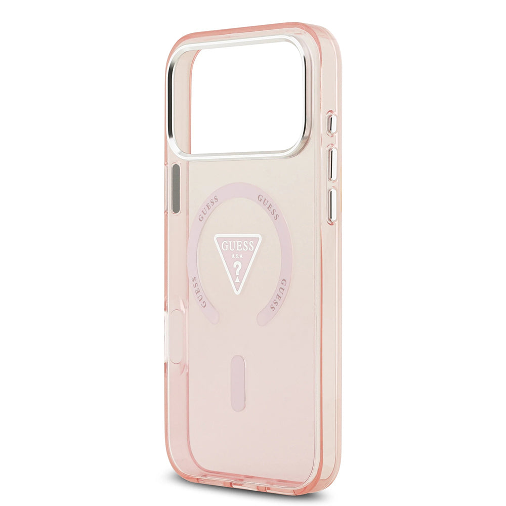 MagSafe Hülle für Apple iPhone 17 Pro Max, Guess, IML Gradient Triangle Logo, Rosa