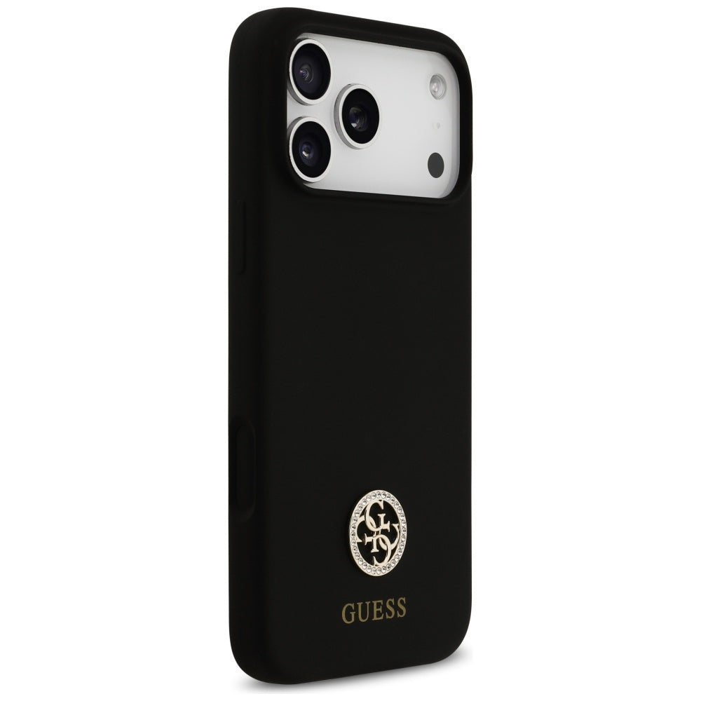 Coque MagSafe pour Apple iPhone 17 Pro Max, Guess, Logo Strass 4G, Noire