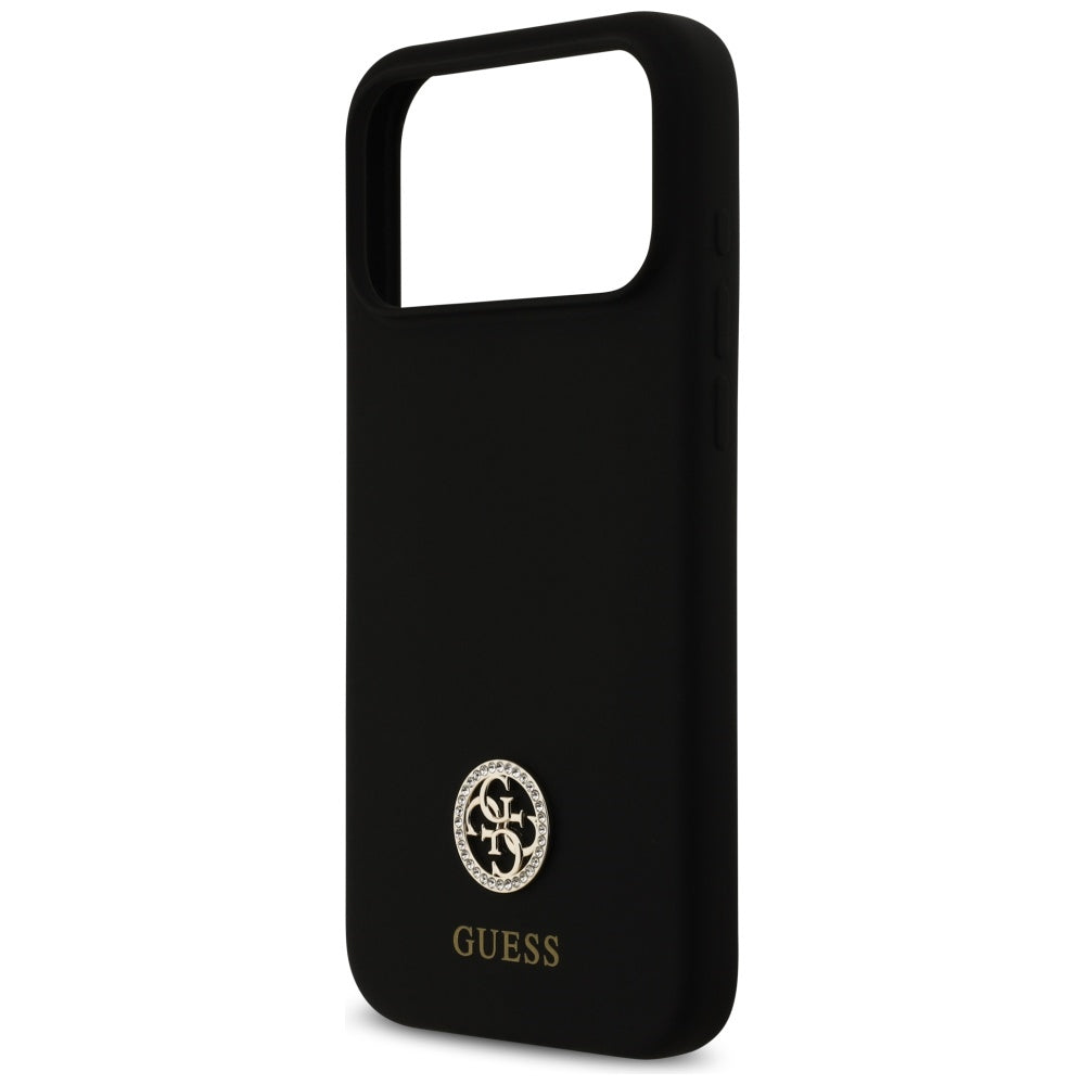 Coque MagSafe pour Apple iPhone 17 Pro Max, Guess, Logo Strass 4G, Noire