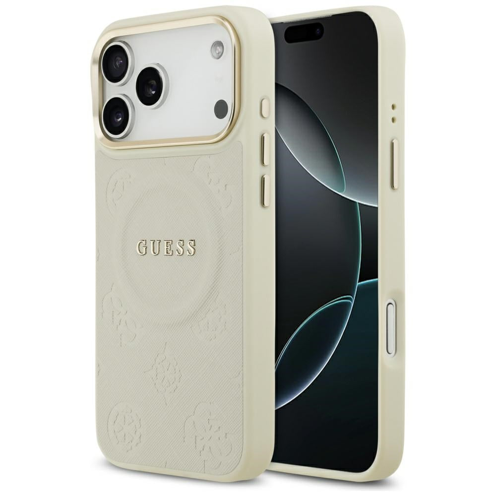 Custodia MagSafe per Apple iPhone 17 Pro Max, Guess, Peony Hot Stamp, Beige