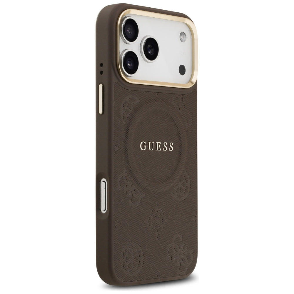 MagSafe Case for Apple iPhone 17 Pro Max, Guess, Peony Hot Stamp, Brown