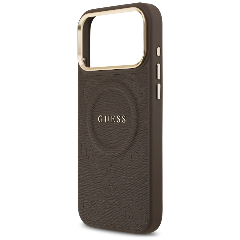 MagSafe Case for Apple iPhone 17 Pro Max, Guess, Peony Hot Stamp, Brown