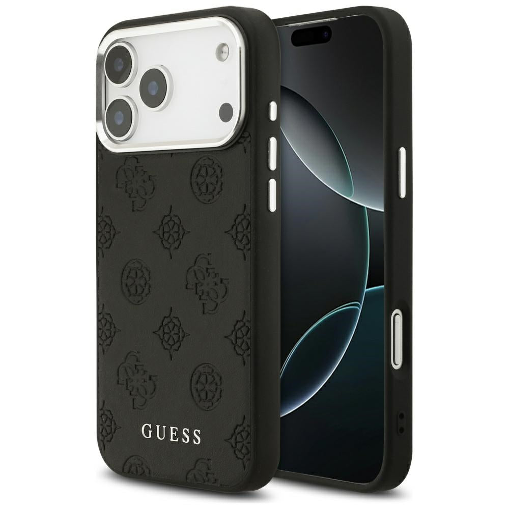 Custodia MagSafe per Apple iPhone 17 Pro Max, Guess, Peony Hot Stamp Script, Nera
