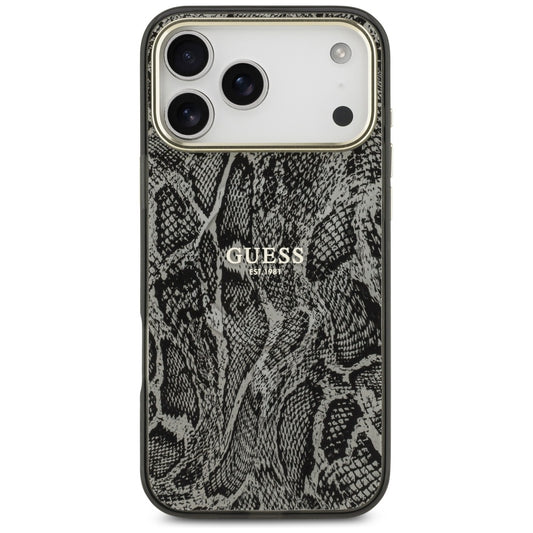 Coque MagSafe pour Apple iPhone 17 Pro Max, Guess, Motif Python, Noire