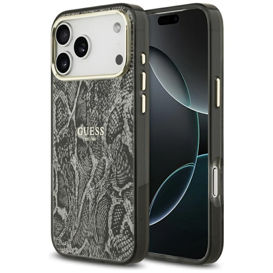 Coque MagSafe pour Apple iPhone 17 Pro Max, Guess, Motif Python, Noire