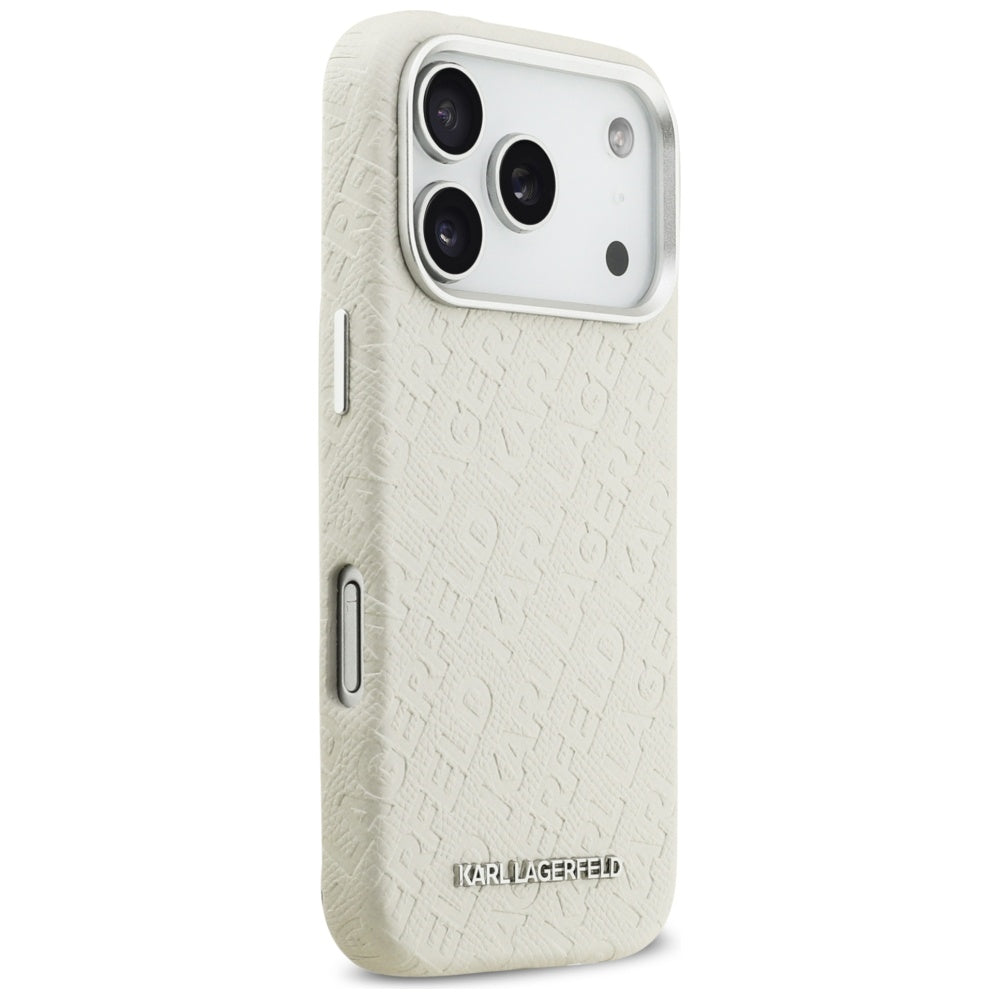 Étui MagSafe pour Apple iPhone 17 Pro Max, Karl Lagerfeld, FW Stamped Karl, Beige