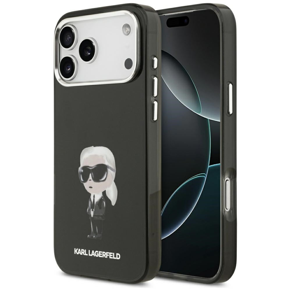 MagSafe Hülle für Apple iPhone 17 Pro Max, Karl Lagerfeld, IML Aquarelle Karl Ikonik, Schwarz