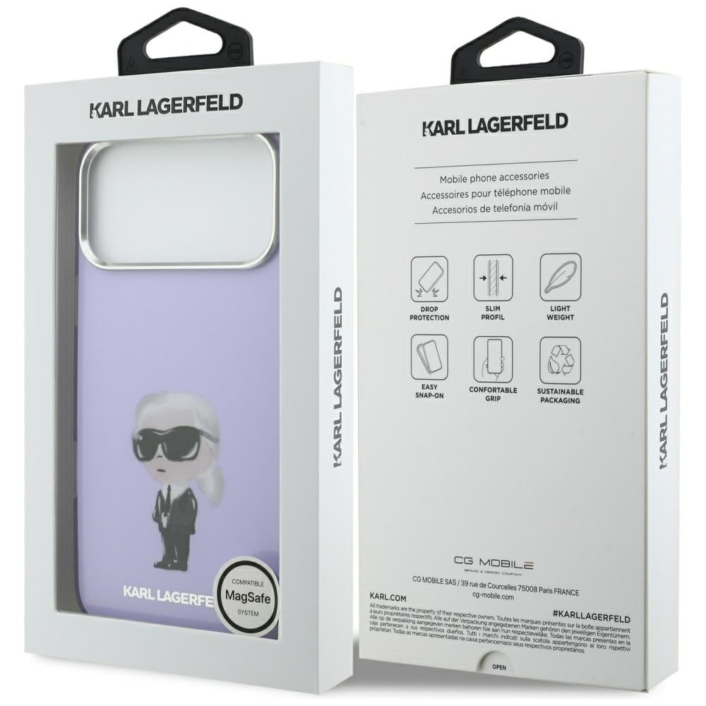 MagSafe Hülle für Apple iPhone 17 Pro Max, Karl Lagerfeld, IML Aquarelle Logo Karl, Lila