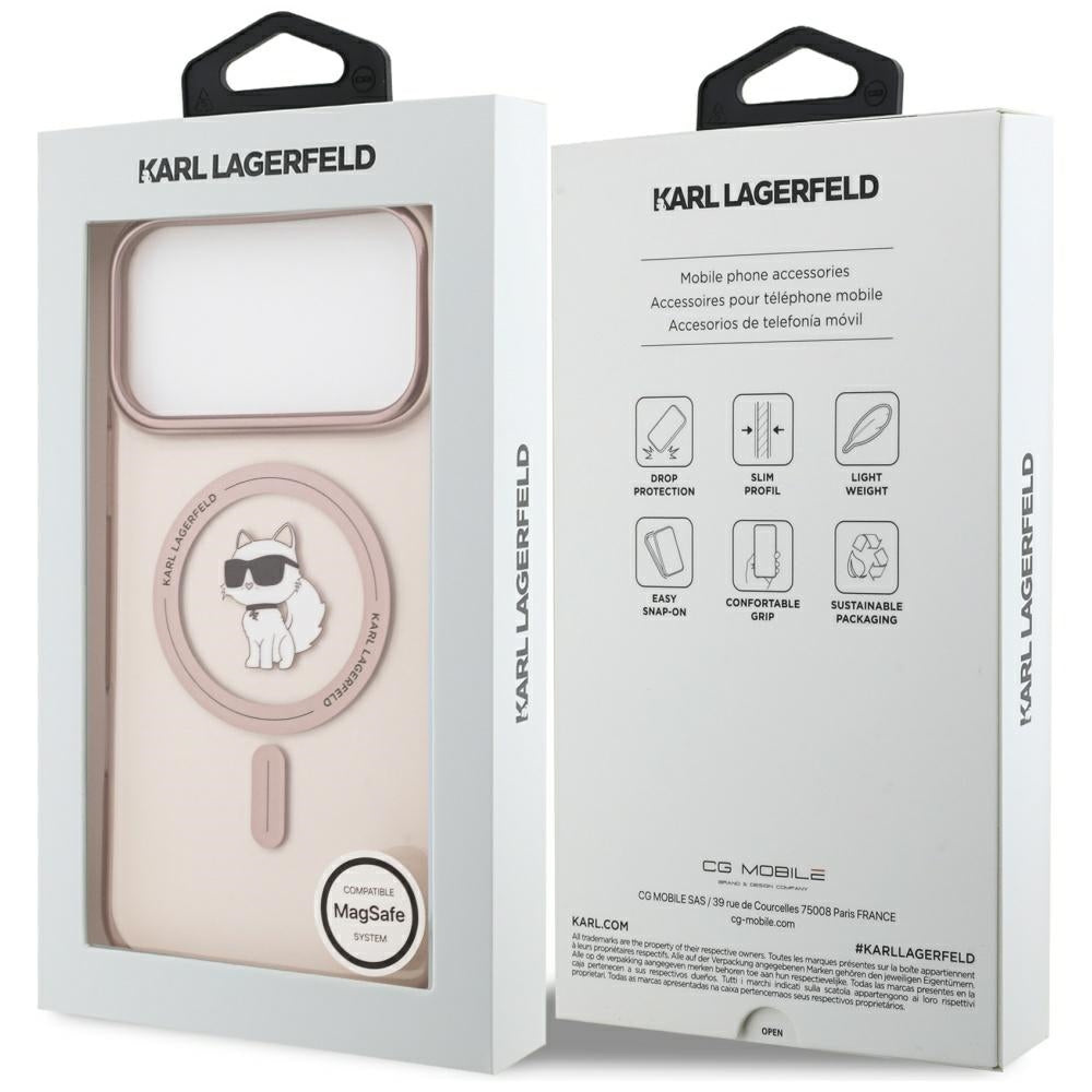 MagSafe Hülle für Apple iPhone 17 Pro Max, Karl Lagerfeld, IML Choupette, Rosa