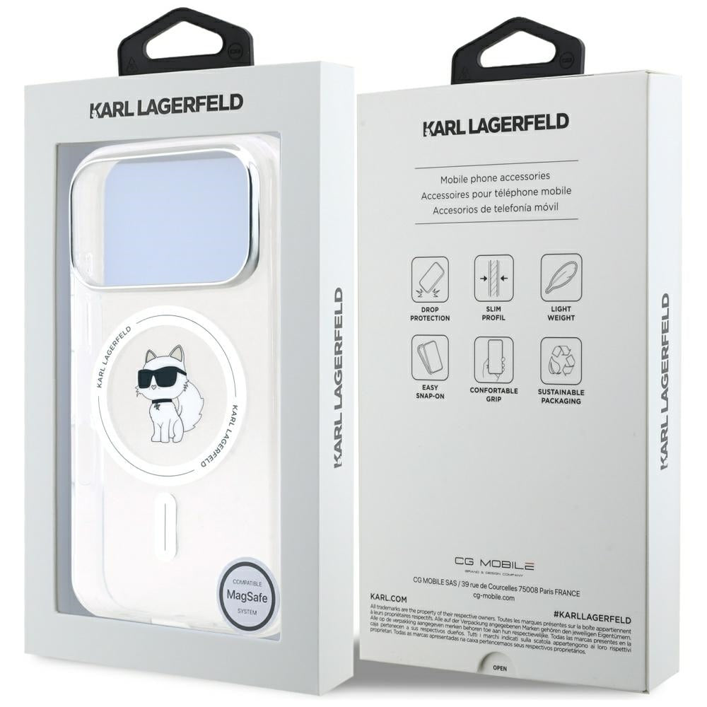 Étui MagSafe pour Apple iPhone 17 Pro Max, Karl Lagerfeld, IML Choupette, Transparent